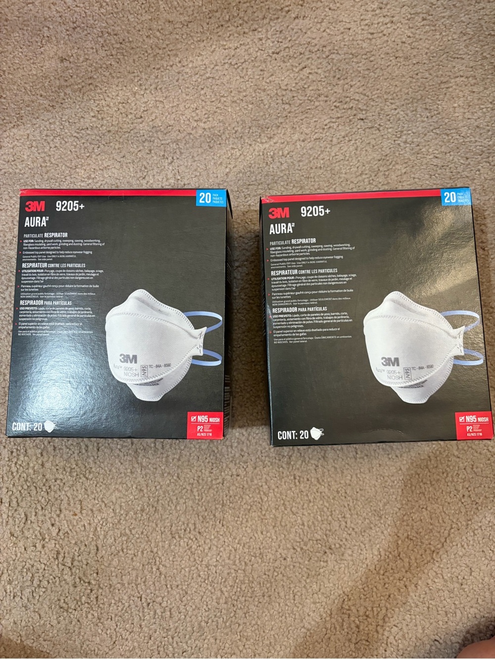 3M Aura 9205+ N95 Respirator Mask - White (20 Count)
